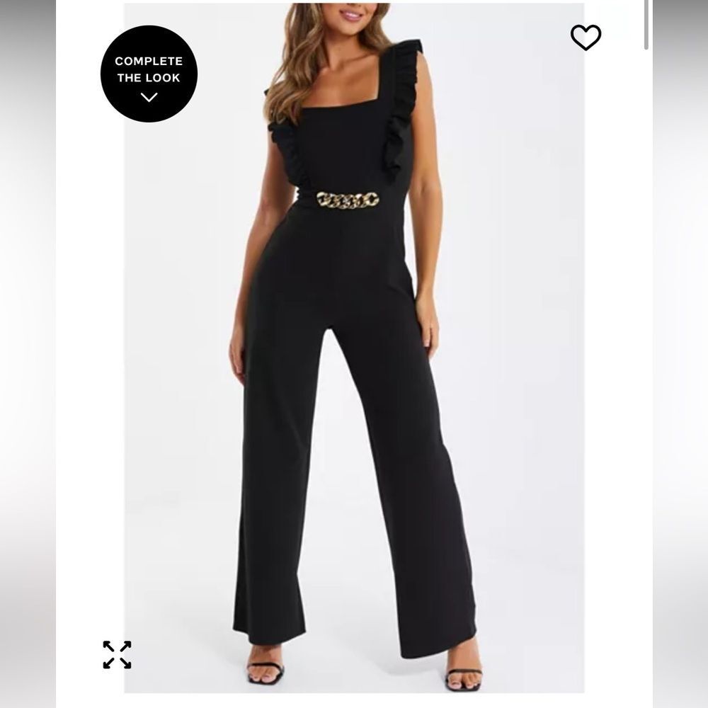 🔥Quiz Elegant Black Chain Detail Jumpsuit sz 6 New